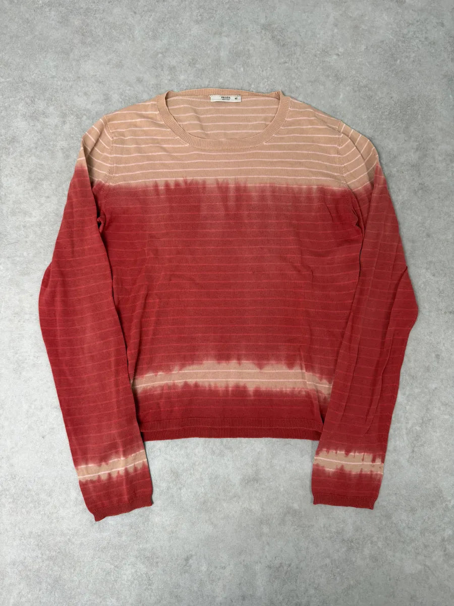 2000s Prada Beige & Red Gradient Striped Sweater ujDuXZY 2