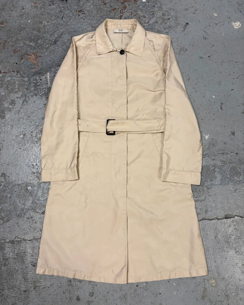 2000s Prada Beige Belted Trench Jacket cJWxIPQ 0