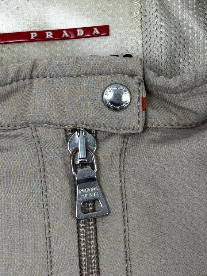 2000s Prada Beige Biker Nylon Jacket IUmpRJc 8