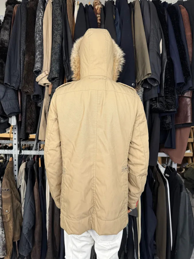 2000s Prada Beige Camel Fur Hood Jacket jIxWJZH 4