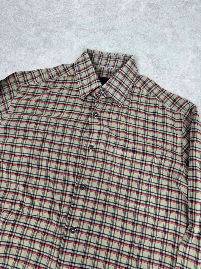 2000s Prada Beige Checkered Classy Shirt wVinFGS 4