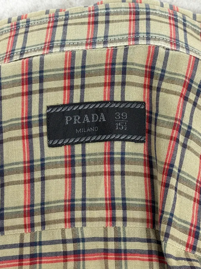 2000s Prada Beige Checkered Classy Shirt wVinFGS 8