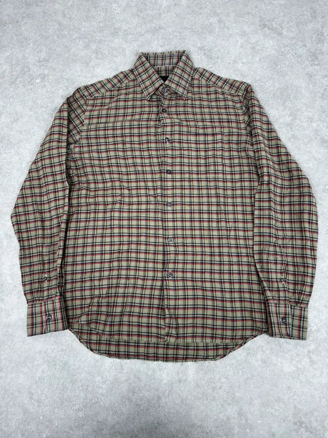2000s Prada Beige Checkered Classy Shirt wVinFGS 0