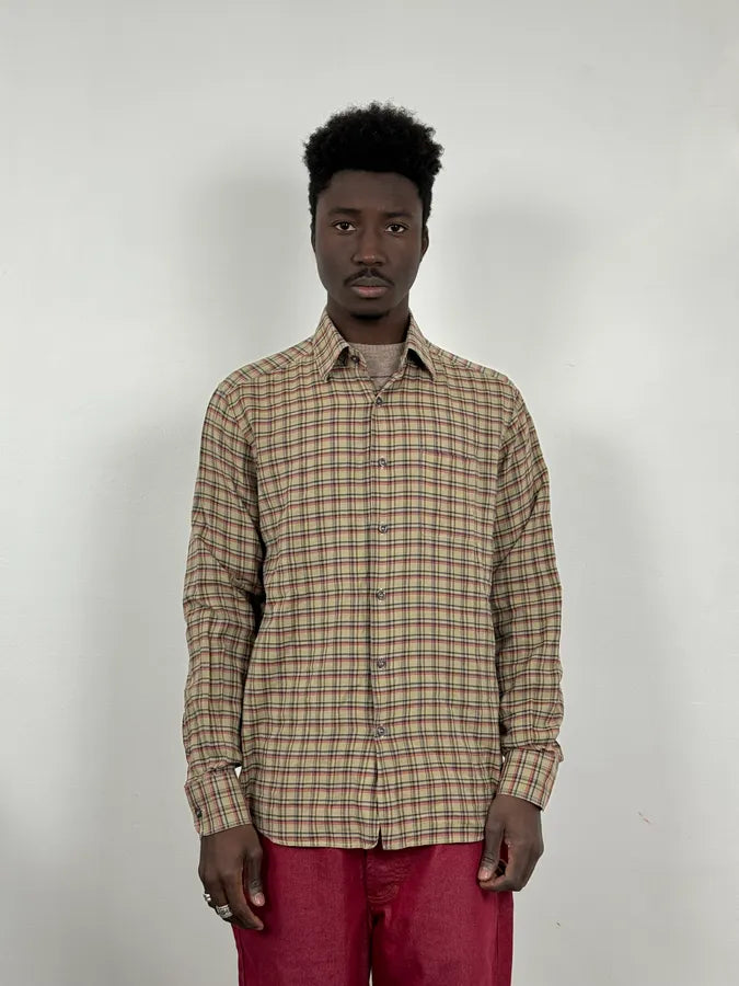 2000s Prada Beige Checkered Classy Shirt wVinFGS 1