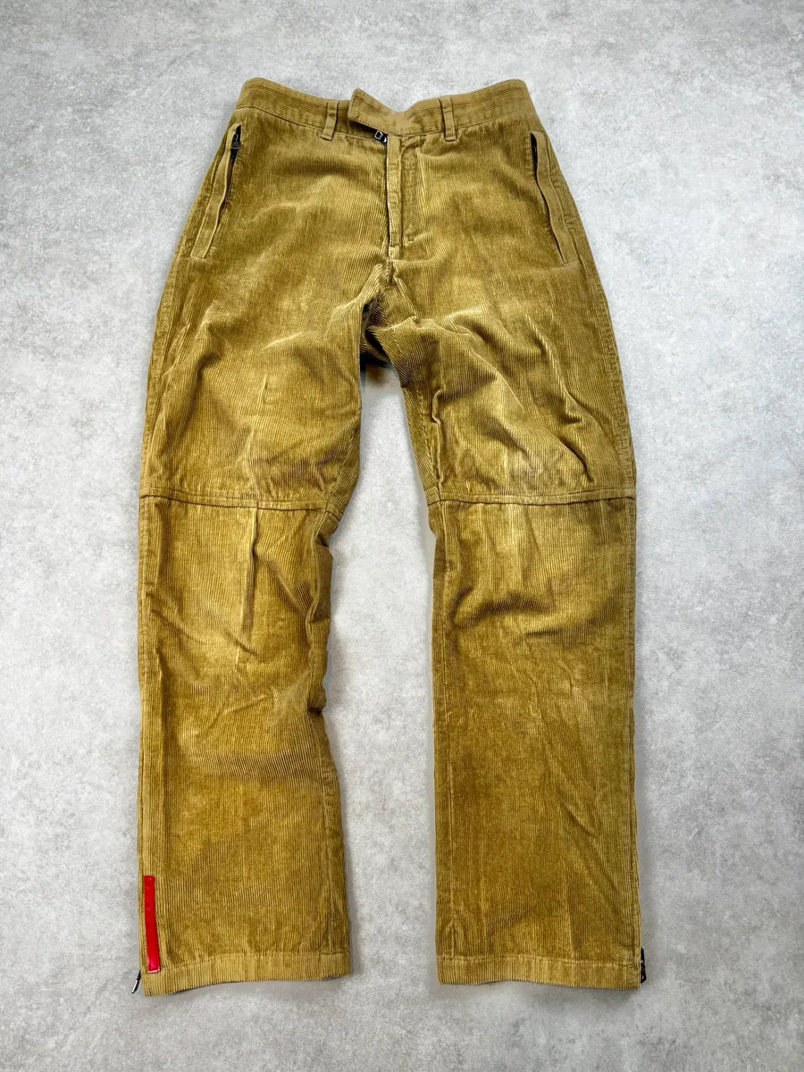 2000s Prada Beige Corduroy Linea Rossa Technical Pants opYyatO 0