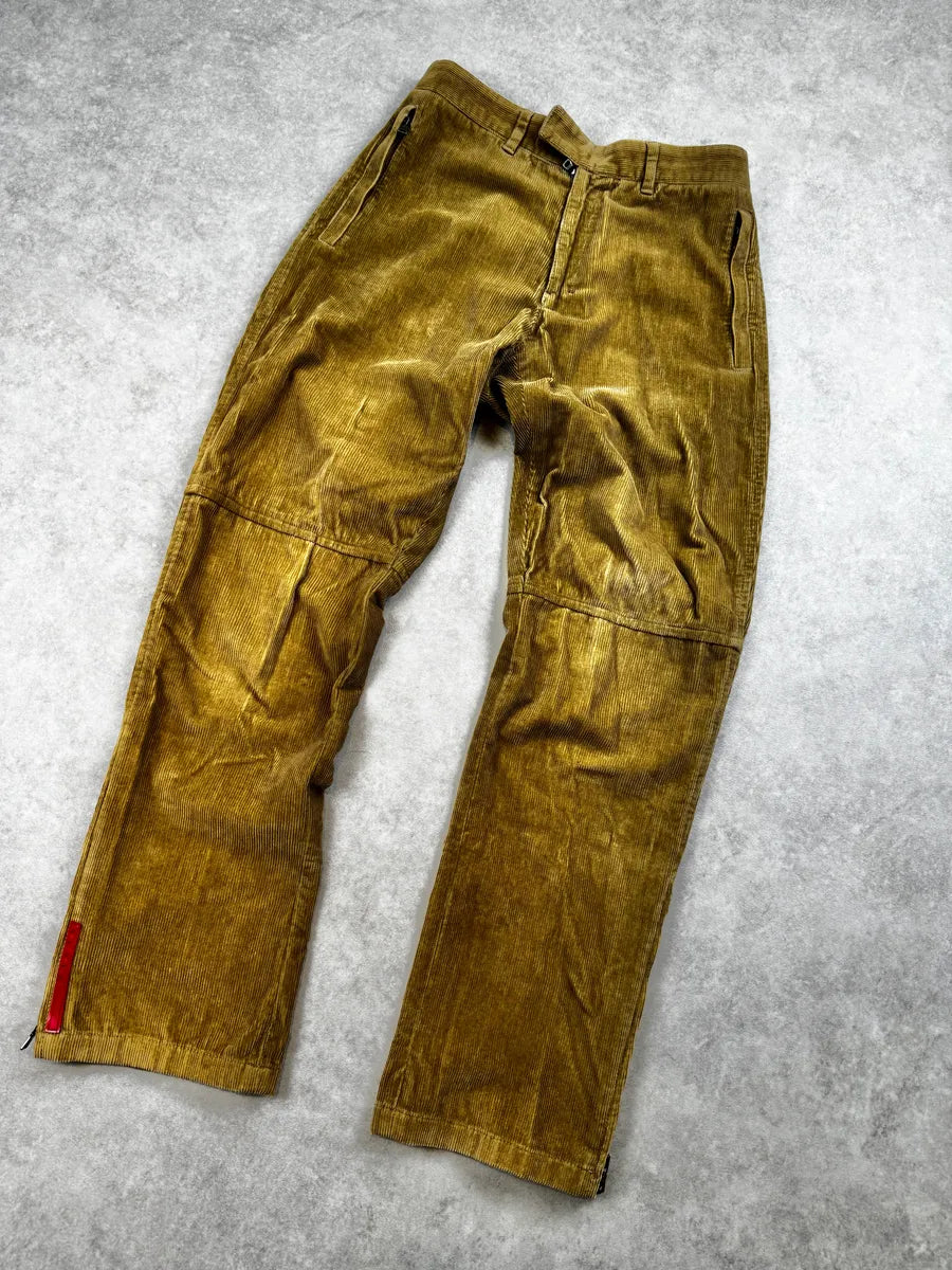 2000s Prada Beige Corduroy Linea Rossa Technical Pants opYyatO 9