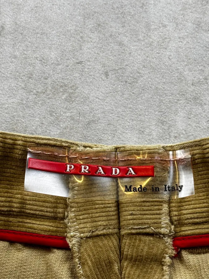 2000s Prada Beige Corduroy Linea Rossa Technical Pants opYyatO 11