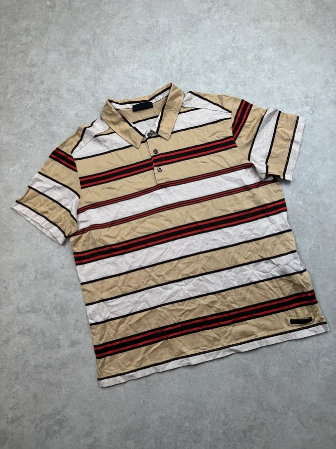 SS2011 Prada Beige Striped Polo vcOylgr 4