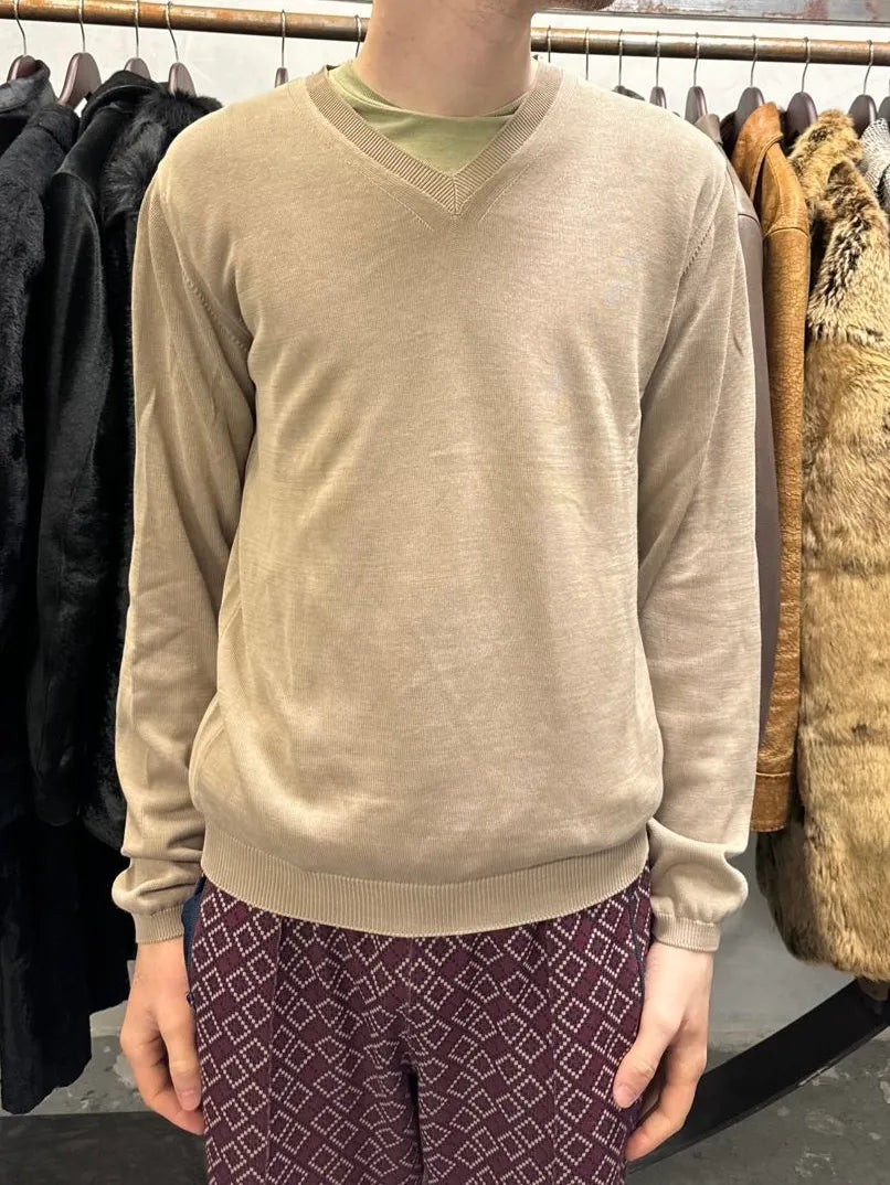 2000s Prada Beige Cotton V Neck Sweater (S/M) tzDnOhT 1