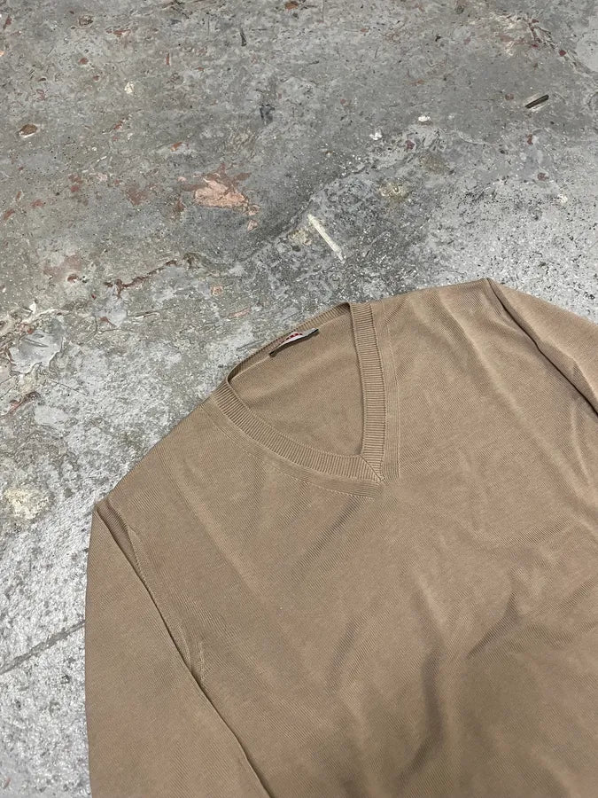2000s Prada Beige Cotton V Neck Sweater (S/M) tzDnOhT 4