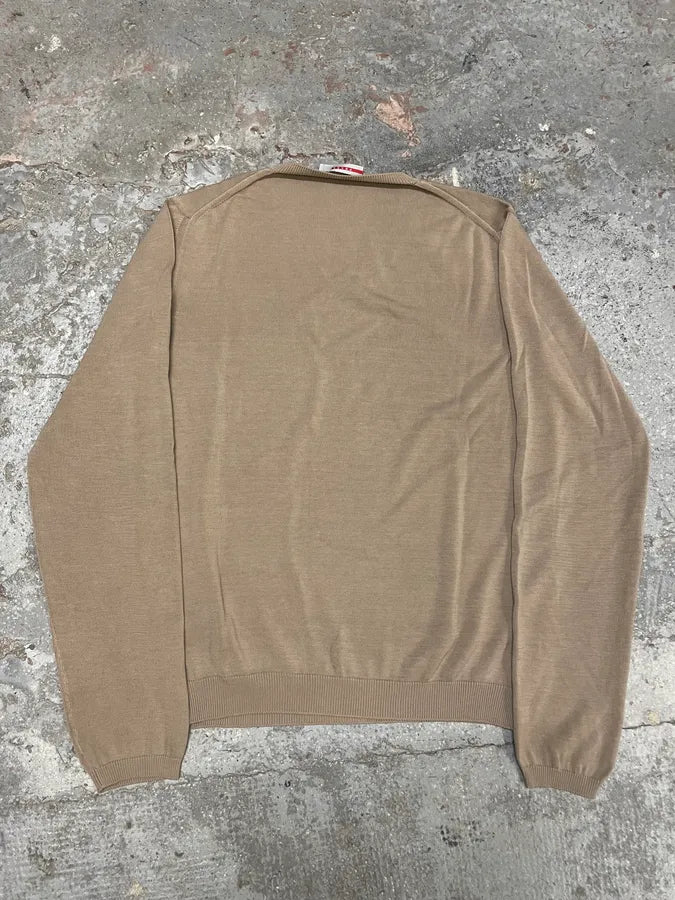2000s Prada Beige Cotton V Neck Sweater (S/M) tzDnOhT 5