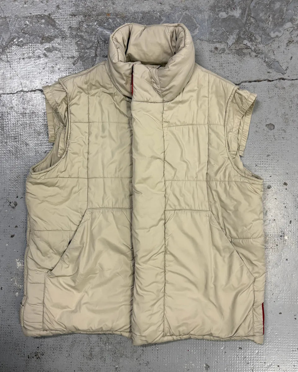 2000s Prada Beige Down Nylon Quilted Puffer Vest vXOERZs 0