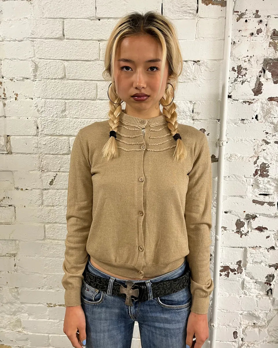 2000s Prada Beige Embroidered Cardigan PdOYAjp 0