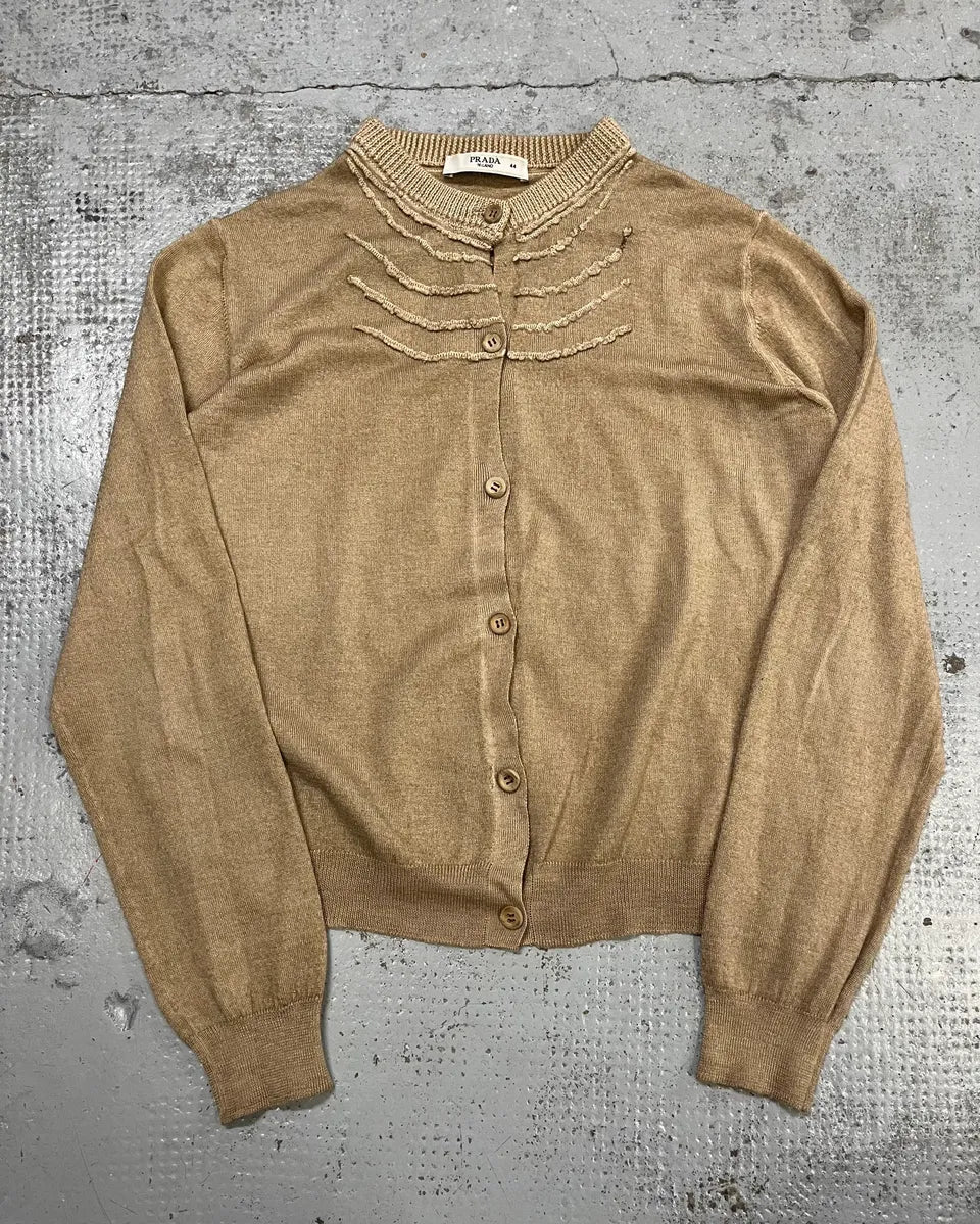 2000s Prada Beige Embroidered Cardigan PdOYAjp 1