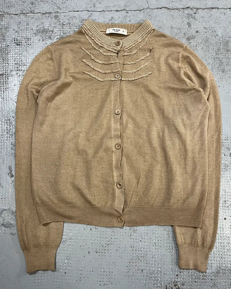 2000s Prada Beige Embroidered Cardigan PdOYAjp 3