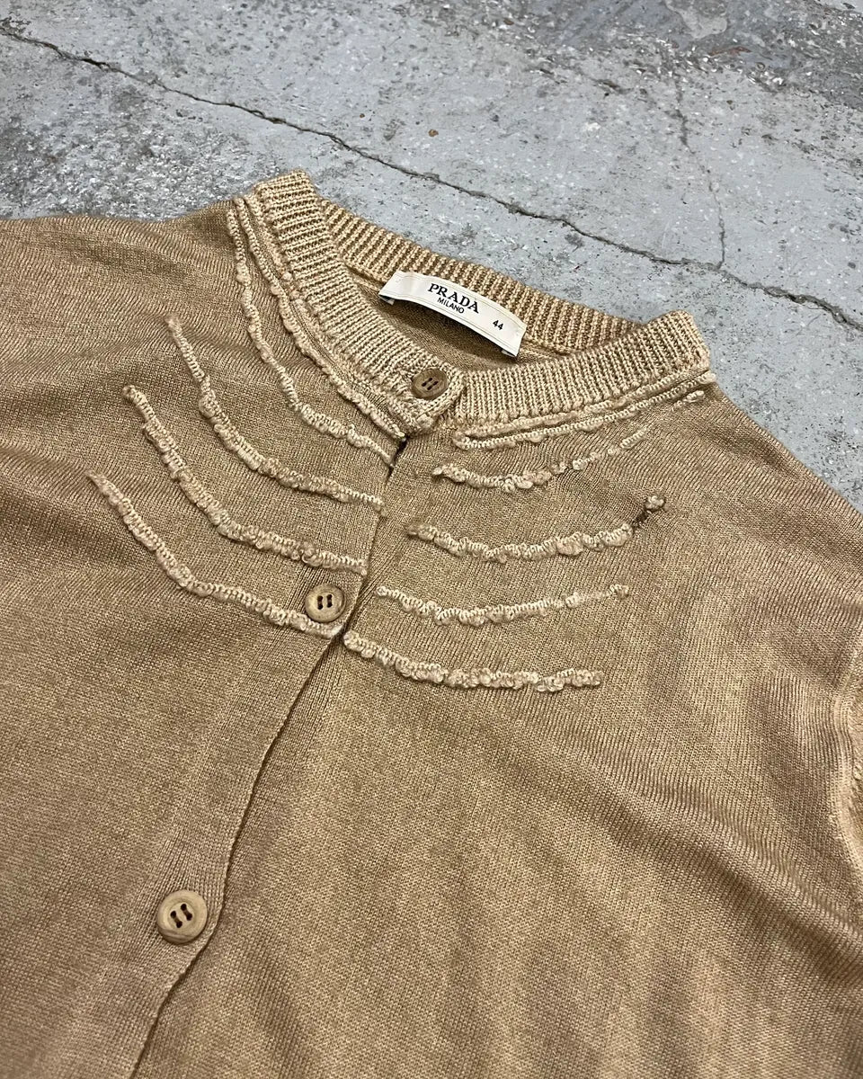 2000s Prada Beige Embroidered Cardigan PdOYAjp 4