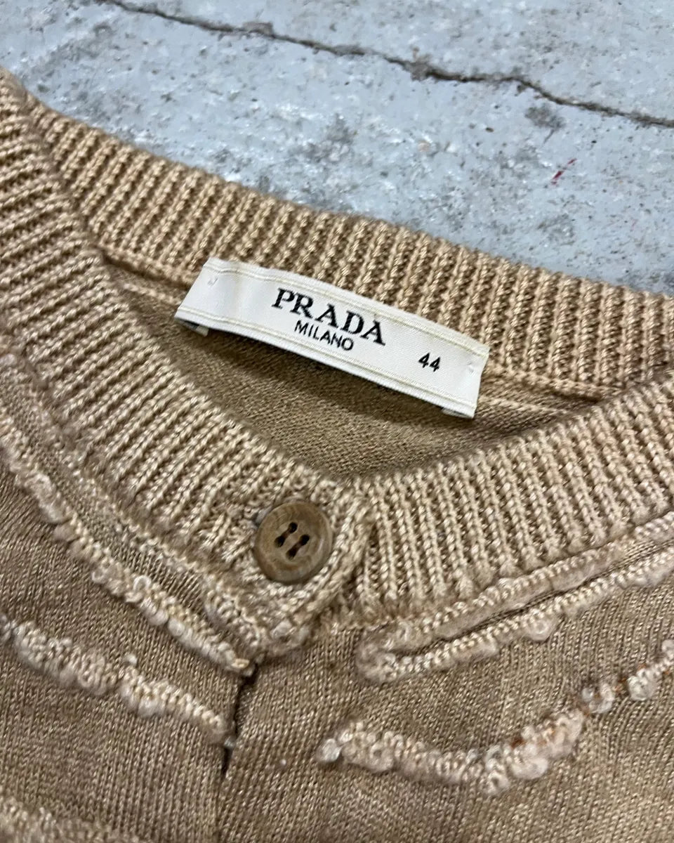 2000s Prada Beige Embroidered Cardigan PdOYAjp 7