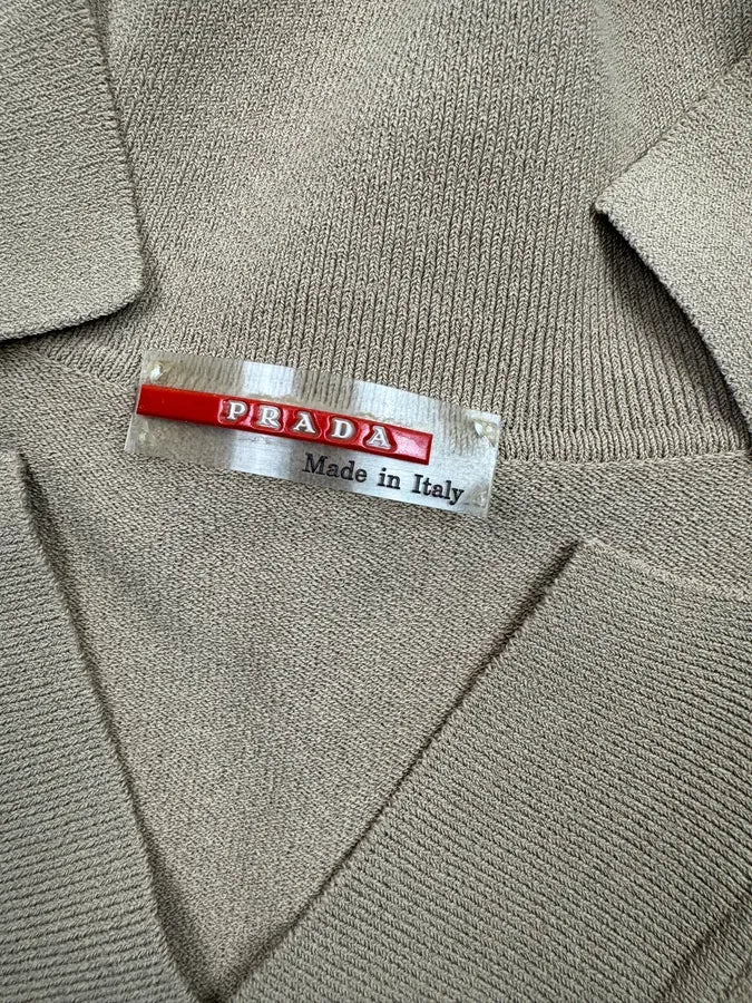 2000s Prada Beige Minimalist Polo QxgINKF 8