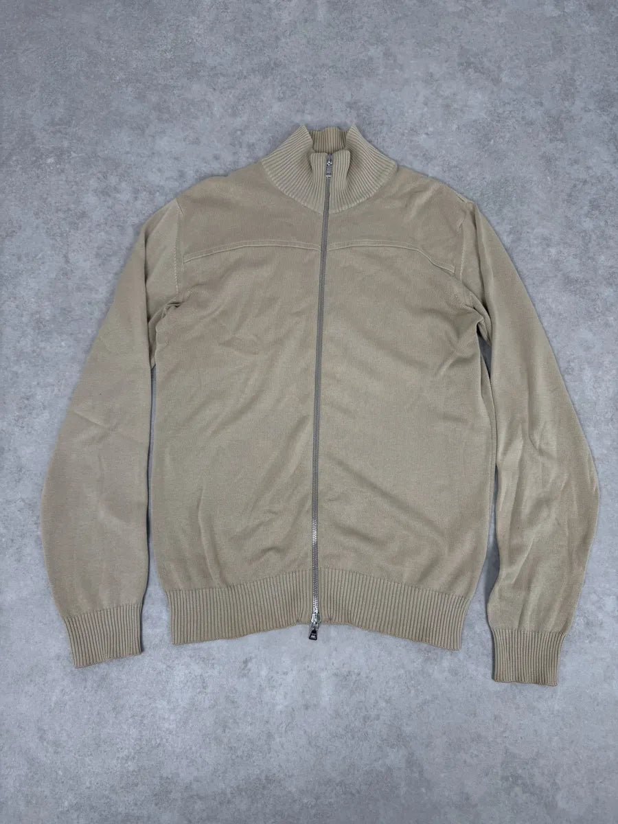 2000s Prada Beige Minimalist Zip-up Sweater NYZjIUc 0