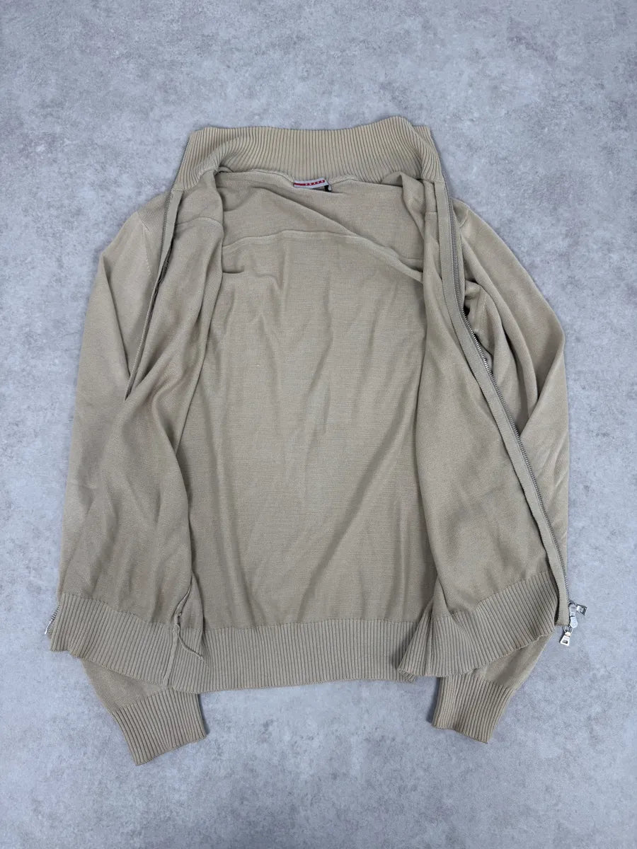 2000s Prada Beige Minimalist Zip-up Sweater NYZjIUc 7