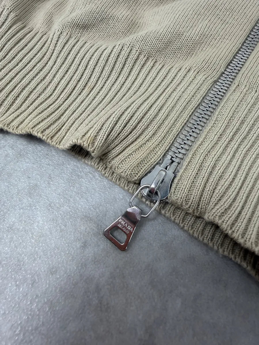 2000s Prada Beige Minimalist Zip-up Sweater NYZjIUc 9