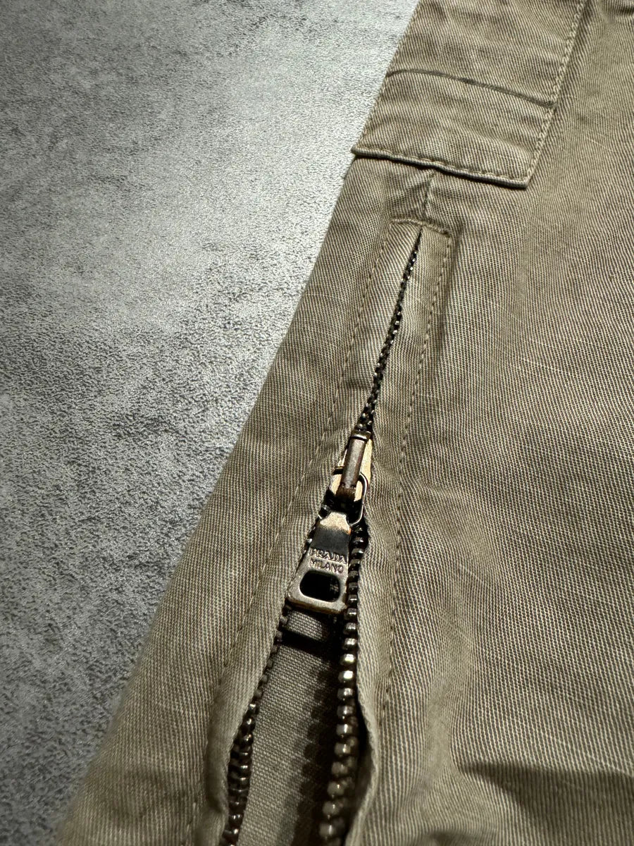 2000s Prada Beige Moto Padded Biker Soft Pants (S) 12