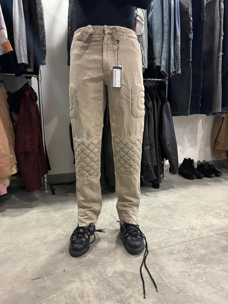2000s Prada Beige Moto Padded Biker Soft Pants (S) 4