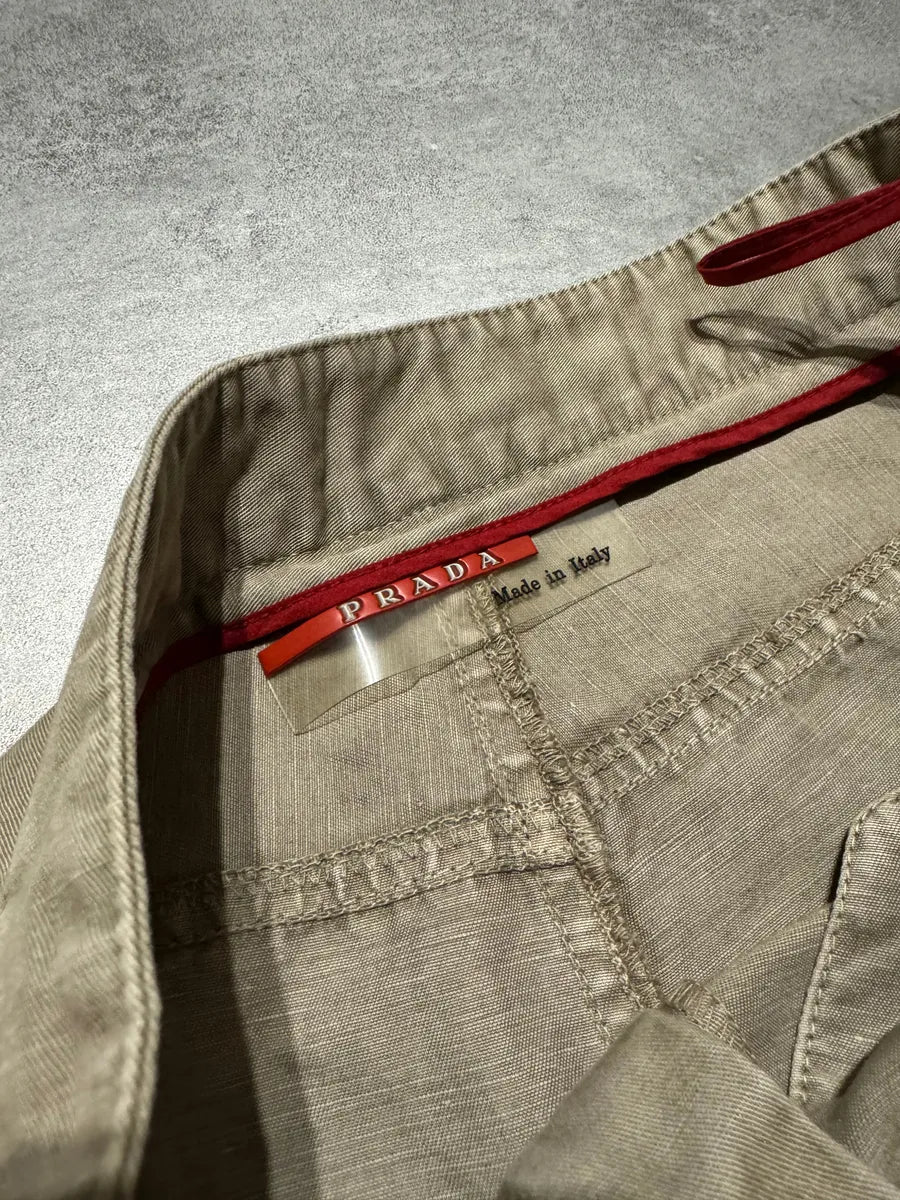 2000s Prada Beige Moto Padded Biker Soft Pants (S) 7