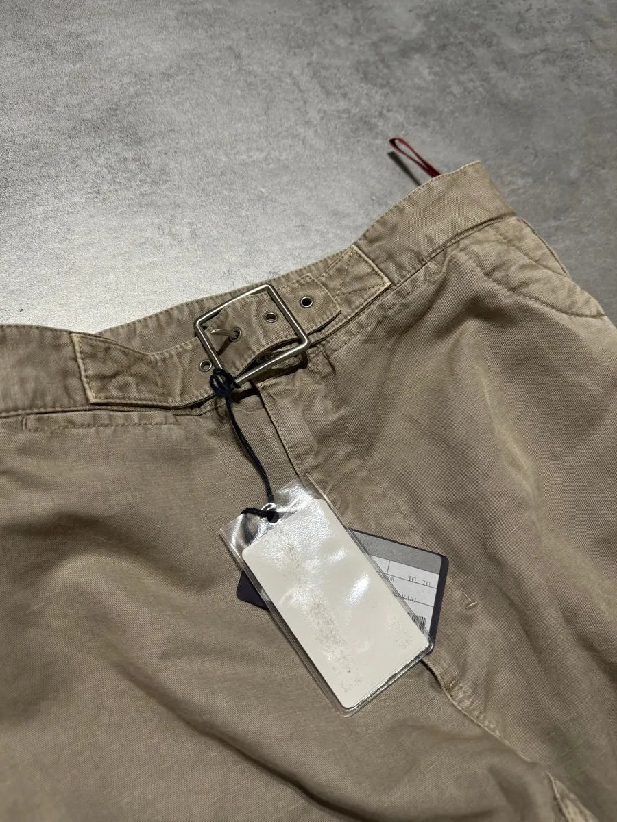 2000s Prada Beige Moto Padded Biker Soft Pants (S) 8