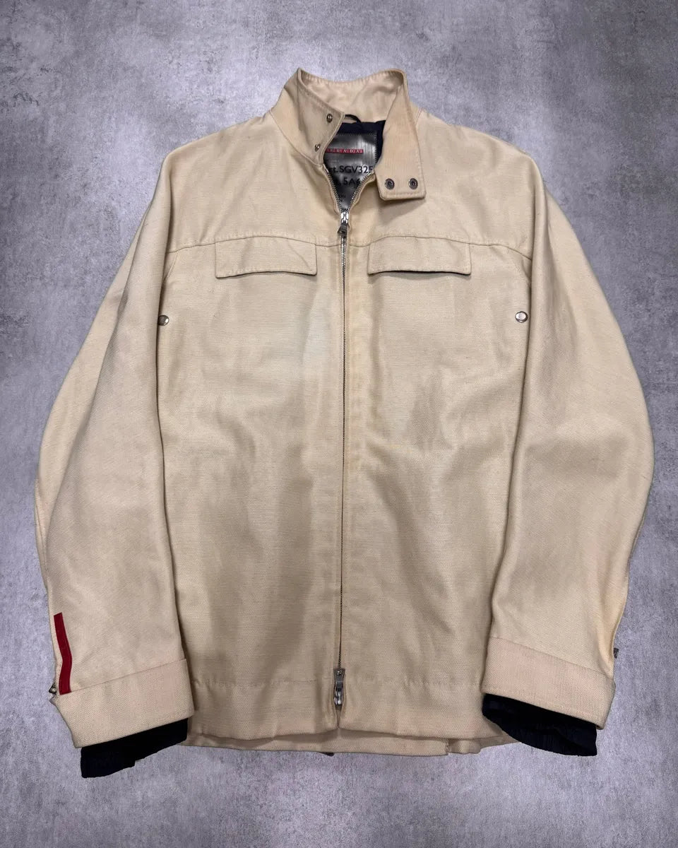 2000s Prada Beige Nylon Linen Jacket MLGWeAH 0
