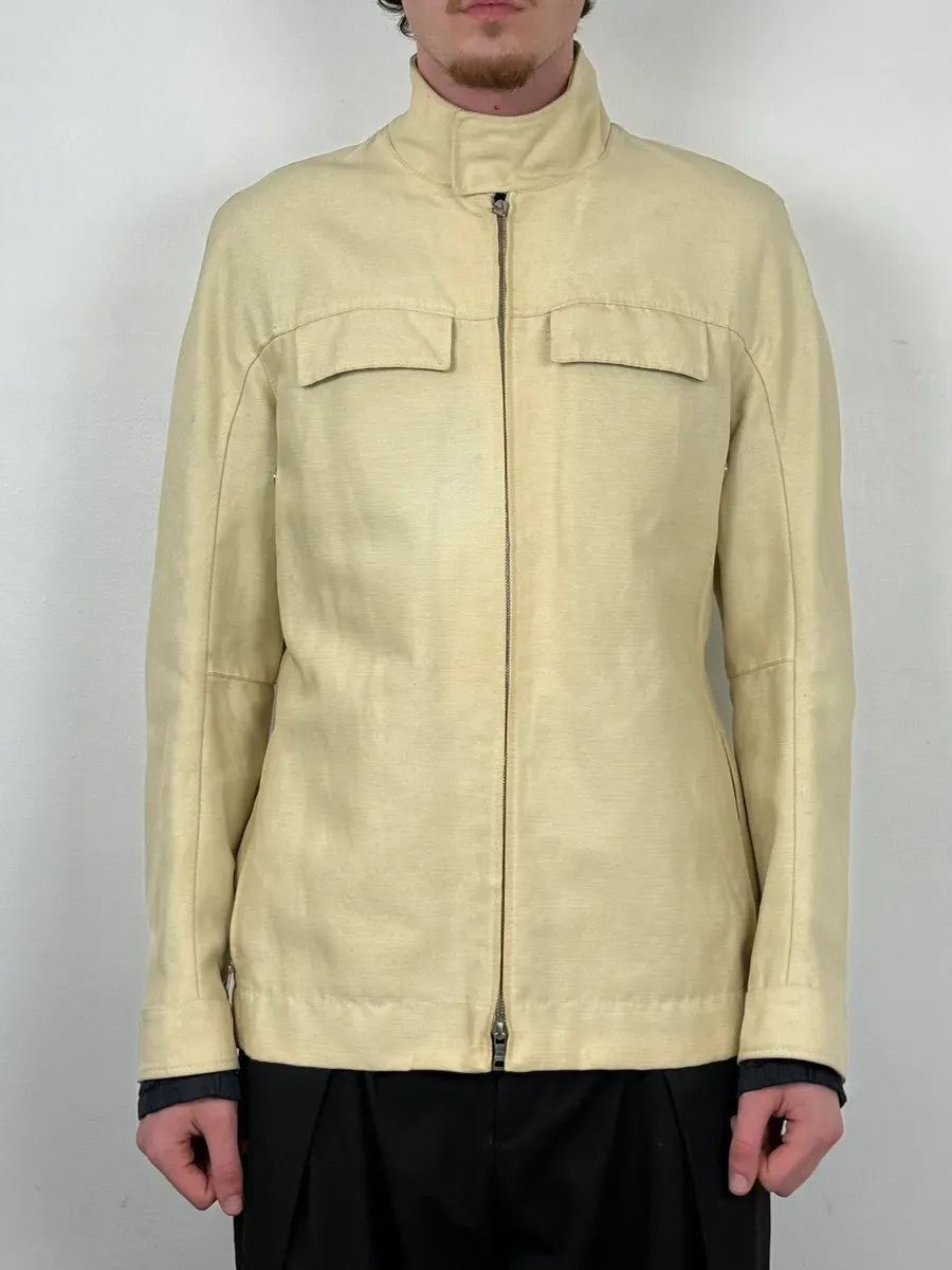 2000s Prada Beige Nylon Linen Jacket MLGWeAH 1