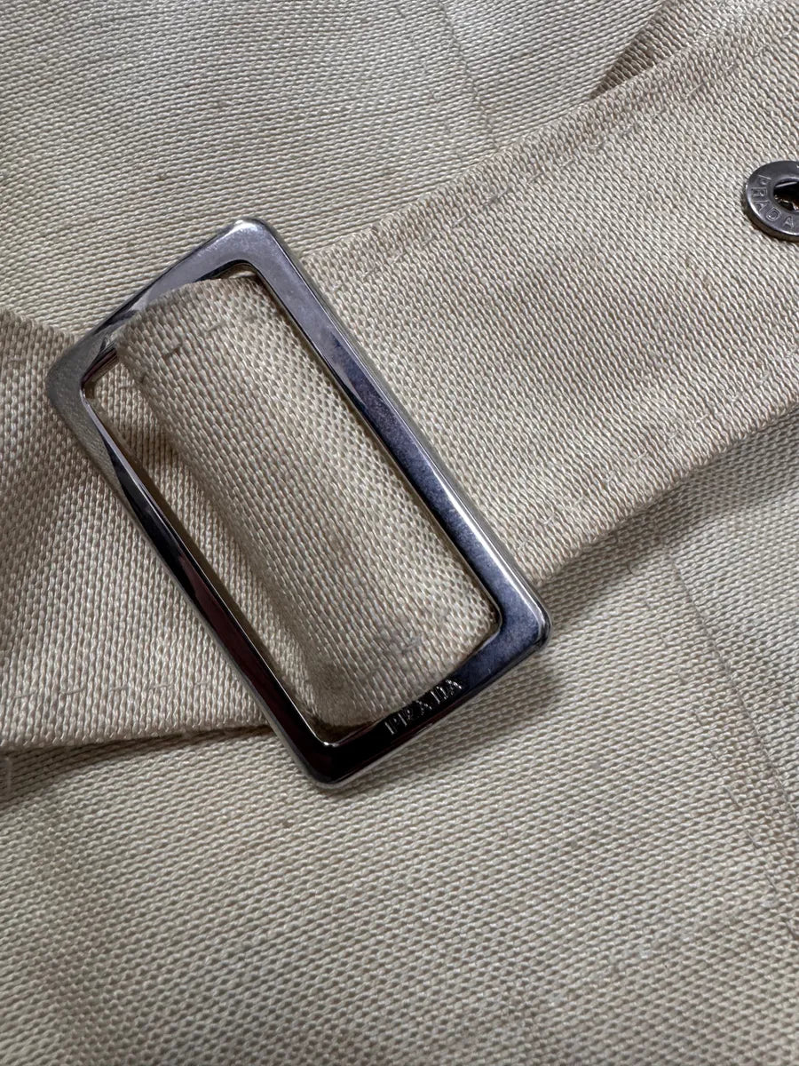 2000s Prada Beige Nylon Linen Jacket MLGWeAH 6