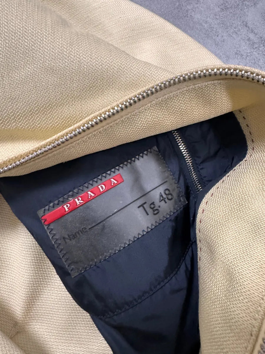 2000s Prada Beige Nylon Linen Jacket MLGWeAH 7
