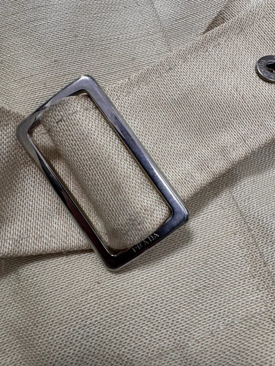 2000s Prada Beige Nylon Linen Jacket MLGWeAH 6
