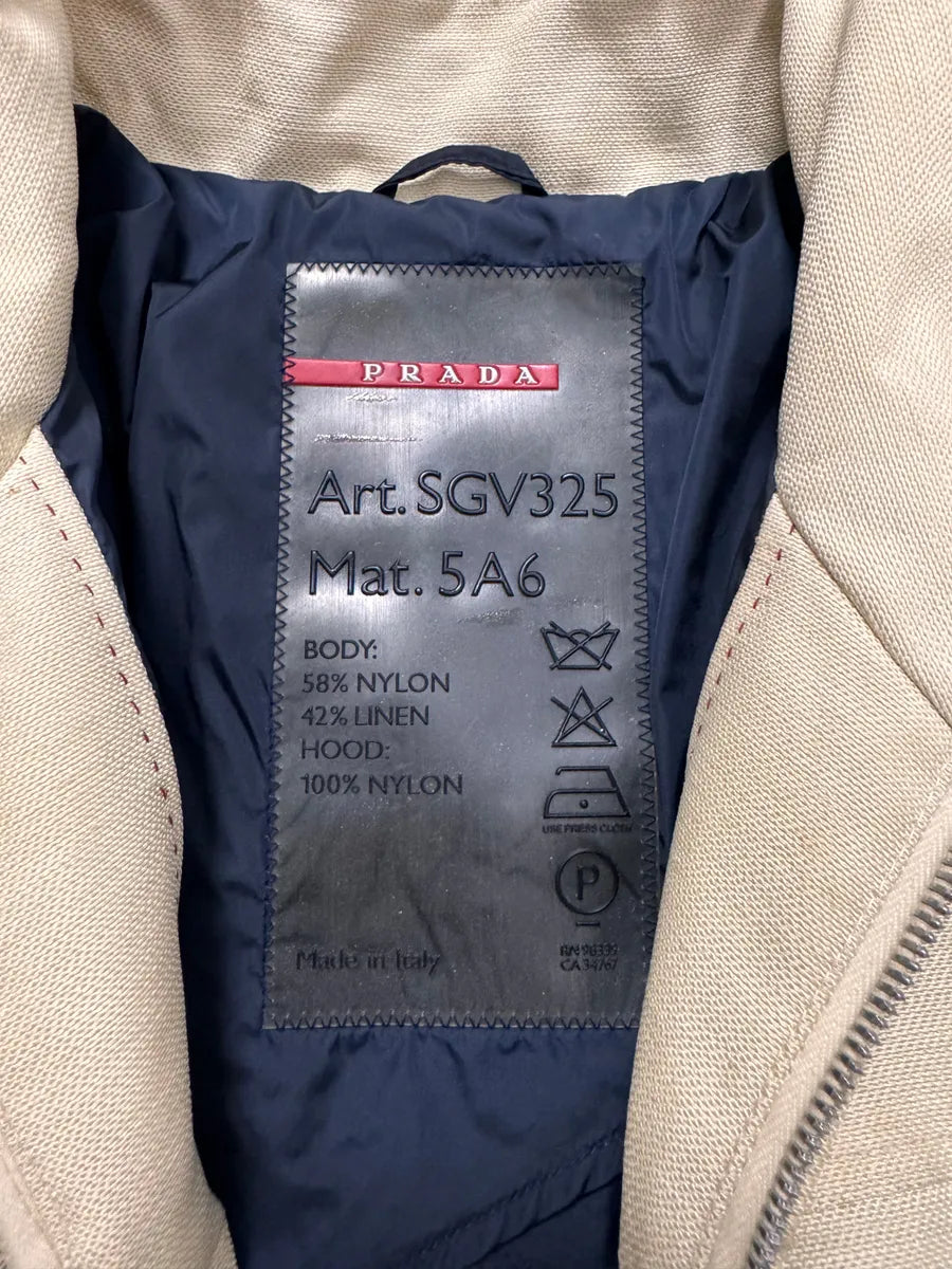 2000s Prada Beige Nylon Linen Jacket MLGWeAH 8