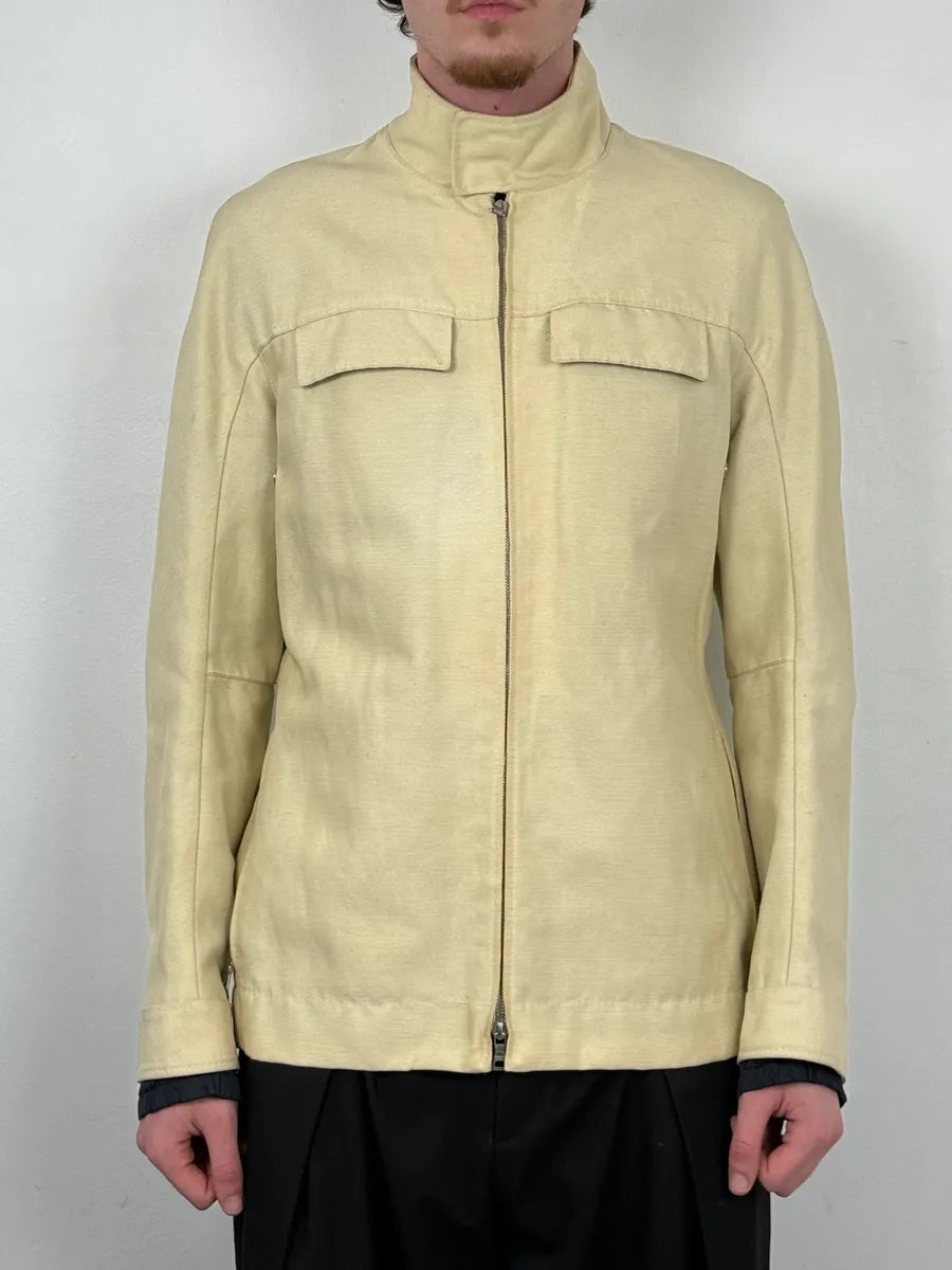 2000s Prada Beige Nylon Linen Jacket MLGWeAH 1