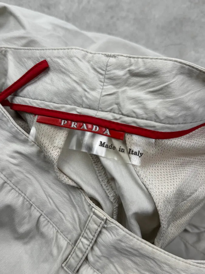 2000s Prada Beige Nylon Straight Sport Pants quYcBIs 8