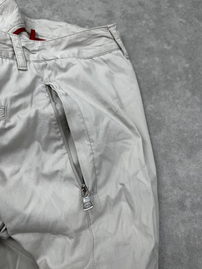 2000s Prada Beige Nylon Straight Sport Pants quYcBIs 7