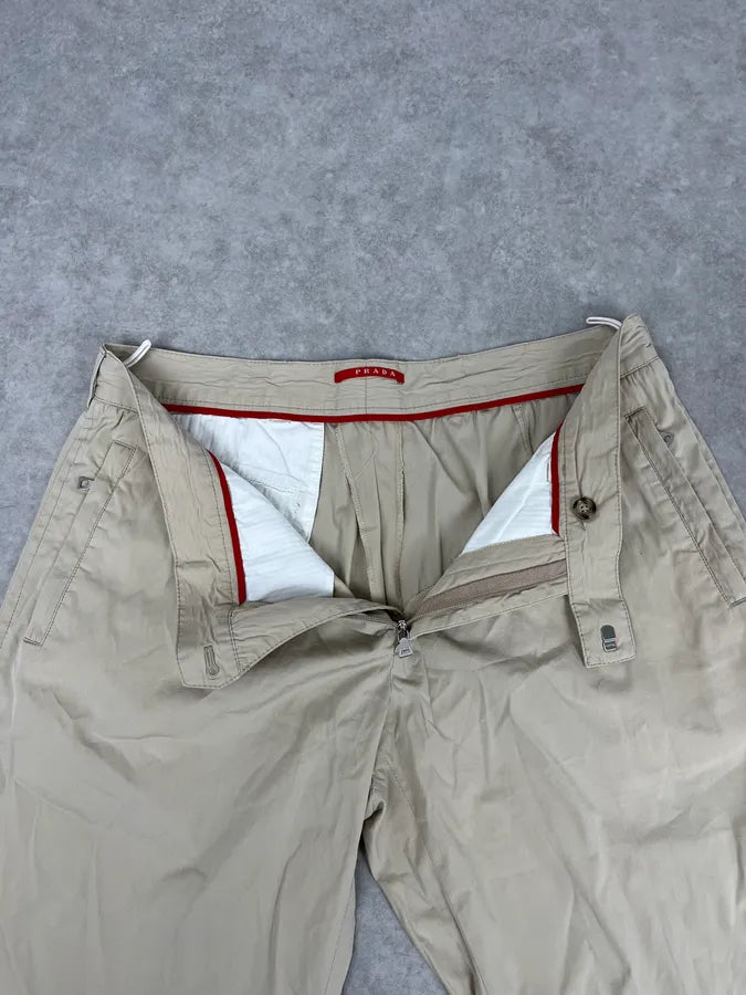 SS2007 Prada Beige Nylon Zip-Ankle Technical Cargo Pants UlvyIdU 8