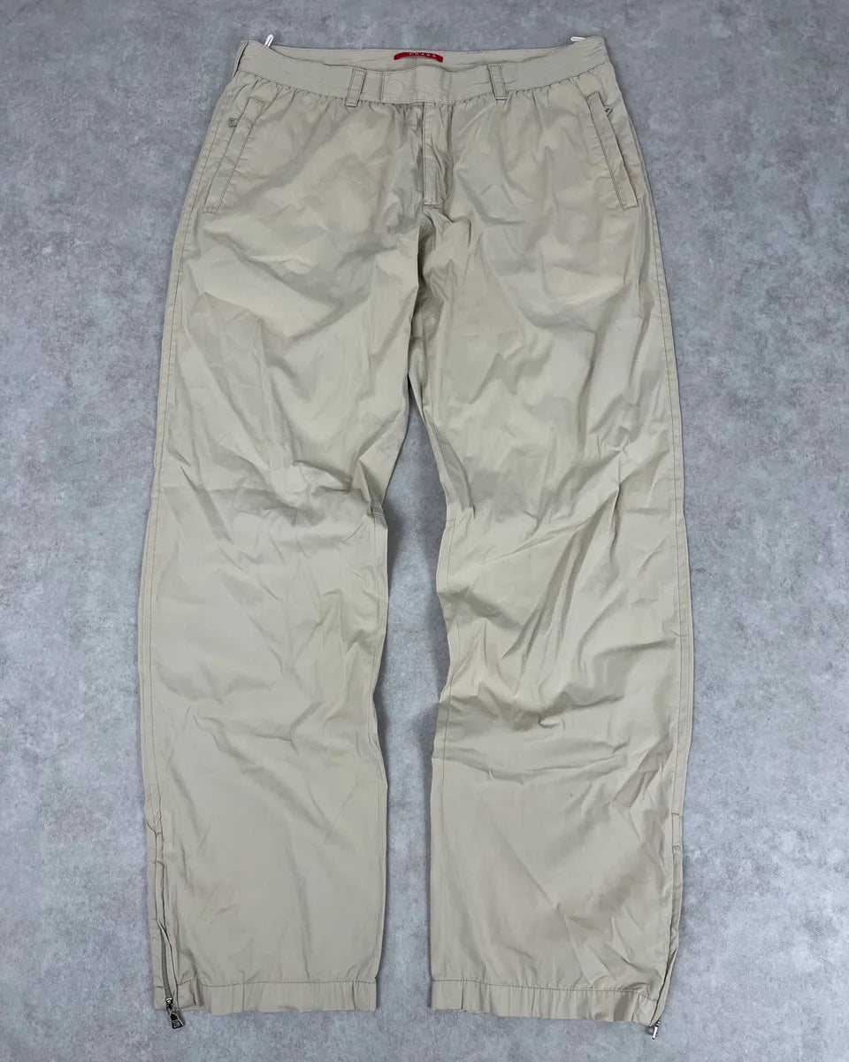SS2007 Prada Beige Nylon Zip-Ankle Technical Cargo Pants UlvyIdU 0