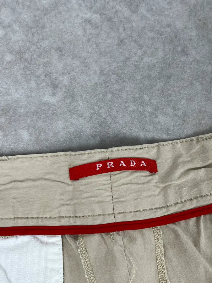 SS2007 Prada Beige Nylon Zip-Ankle Technical Cargo Pants UlvyIdU 11