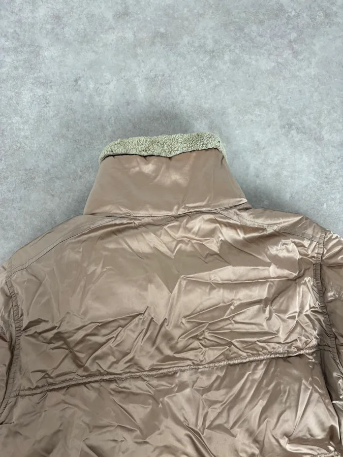2000s Prada Beige Premium Shearling Collar Ski Puffer Jacket qjLgSZq 5