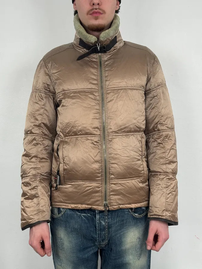 2000s Prada Beige Premium Shearling Collar Ski Puffer Jacket qjLgSZq 1