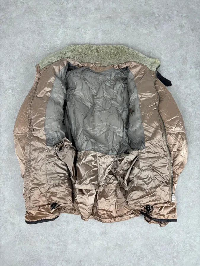 2000s Prada Beige Premium Shearling Collar Ski Puffer Jacket qjLgSZq 6