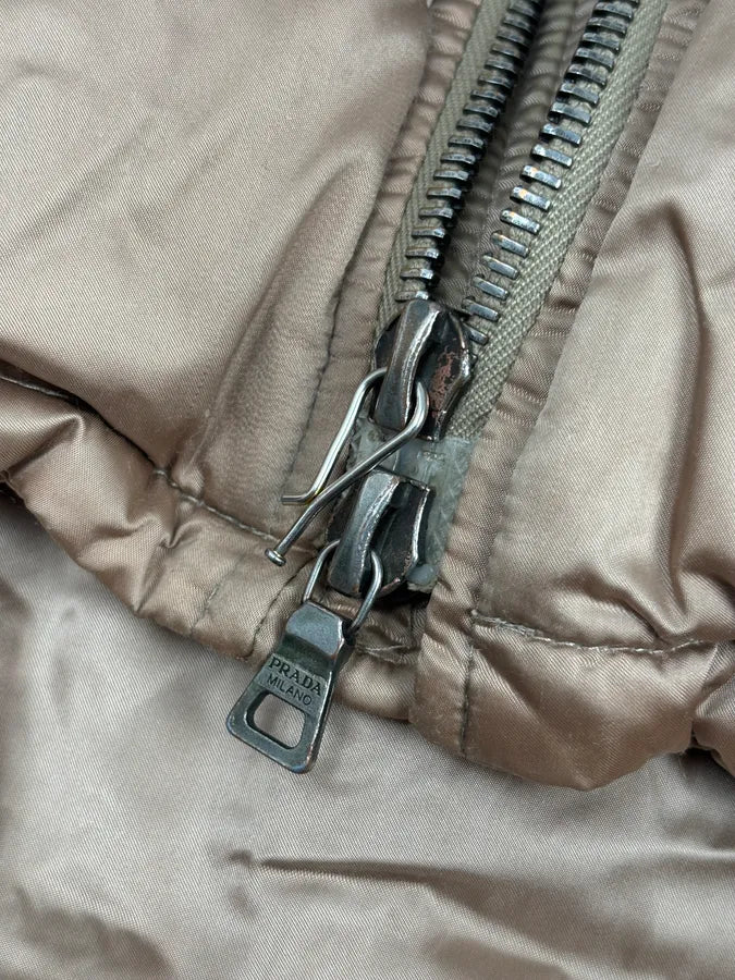 2000s Prada Beige Premium Shearling Collar Ski Puffer Jacket qjLgSZq 9