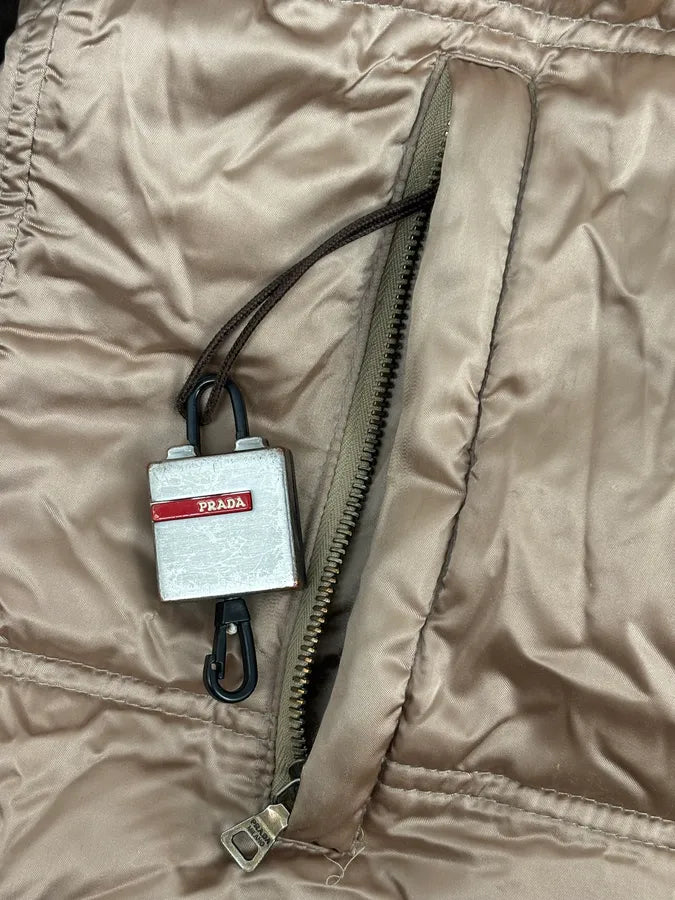 2000s Prada Beige Premium Shearling Collar Ski Puffer Jacket qjLgSZq 8