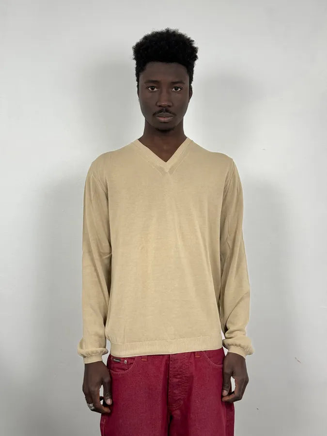 2000s Prada Beige V-Neck Sweater cHdHWNY 0