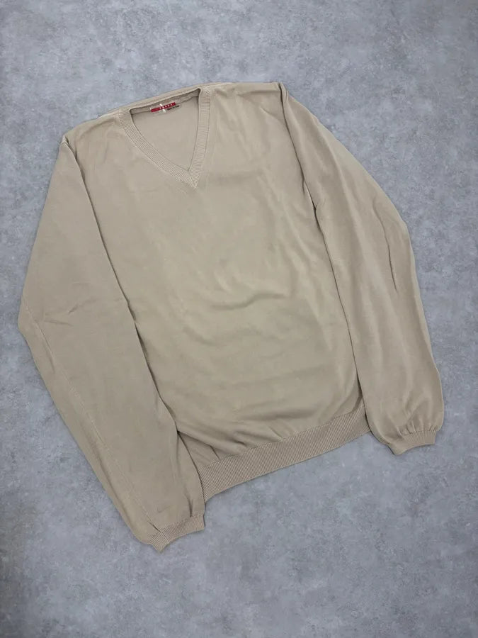 2000s Prada Beige V-Neck Sweater cHdHWNY 3
