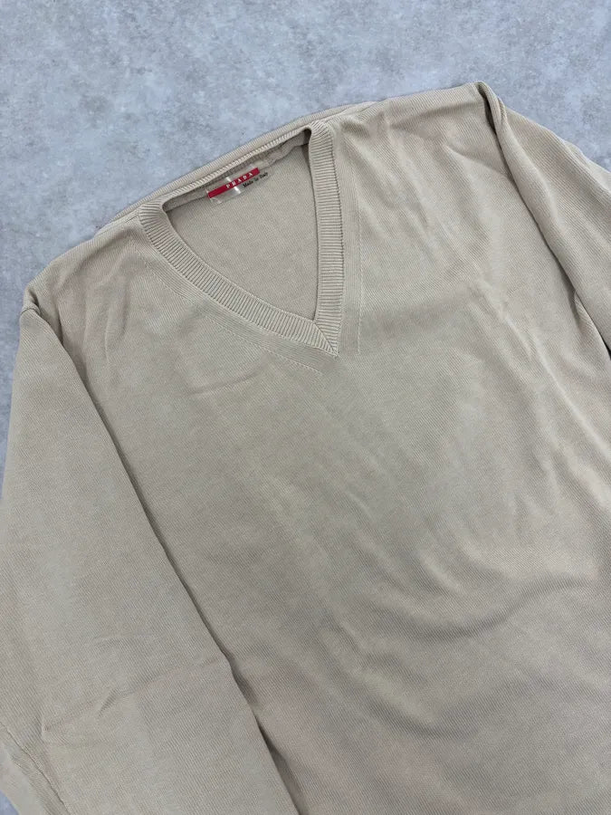 2000s Prada Beige V-Neck Sweater cHdHWNY 4