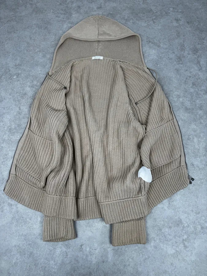 2000s Prada Beige Wool Minimalist Zip-up Hoodie OJfqiCr 6